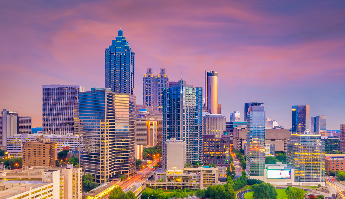 Atlanta skyline at sunset