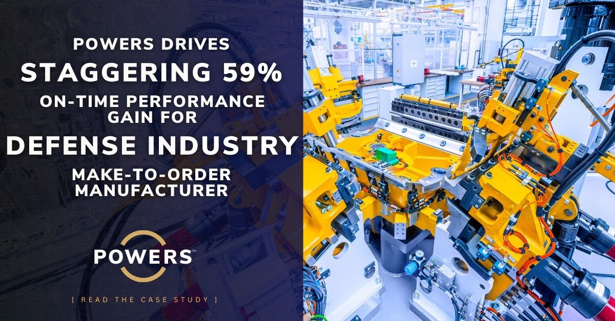 defence indusry case study thumbnail C POWERS Boosts On-time Performance by a Staggering 59% for Defense Industry Make-to-Order Manufacturer