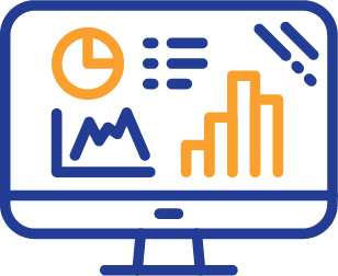 Computer screen with performance metrics graphic