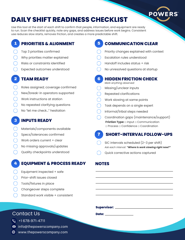 POWERS Daily Shift Readiness Checklist